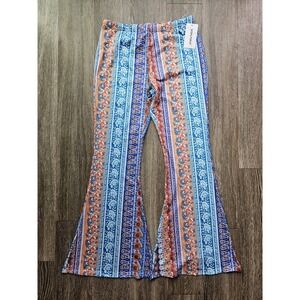 NWT Groovy Women's Boho Bell Bottom‎ Pants Wide Leg Flared 32" inseam 30" waist